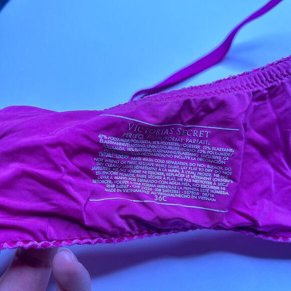 Victoria’s Secret perfect shape bra 36C magenta pink lace - Picture 3 of 7